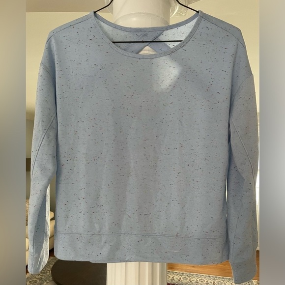 RBX women speckled French terry top w/ keyhole back. Color Clair ski / blue SP - Picture 1 of 5